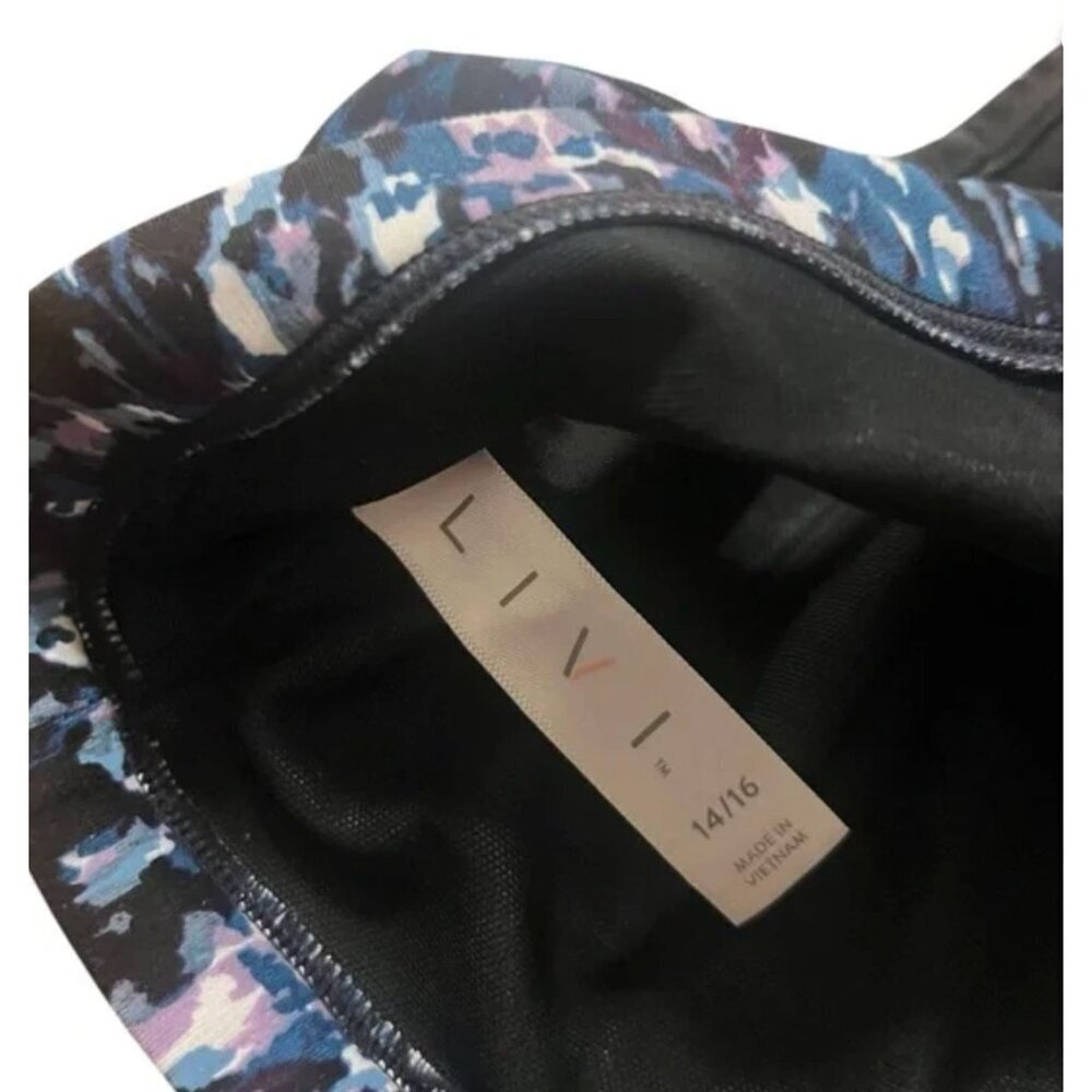 Livi Activewear Strappy Racerback Sports Bra Size 14/16 Blue & Purple Abstract P - Picture 4 of 4